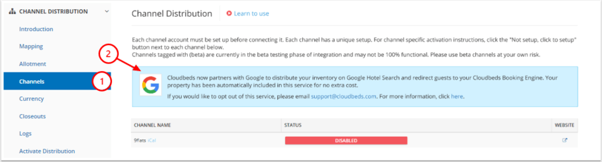 Cloudbeds Google Hotel Search integration