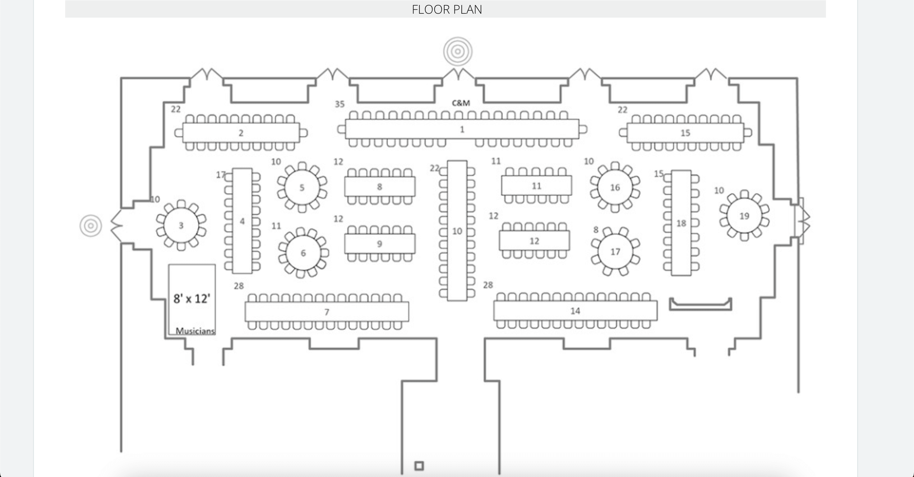 Plano de espacio para un BEO